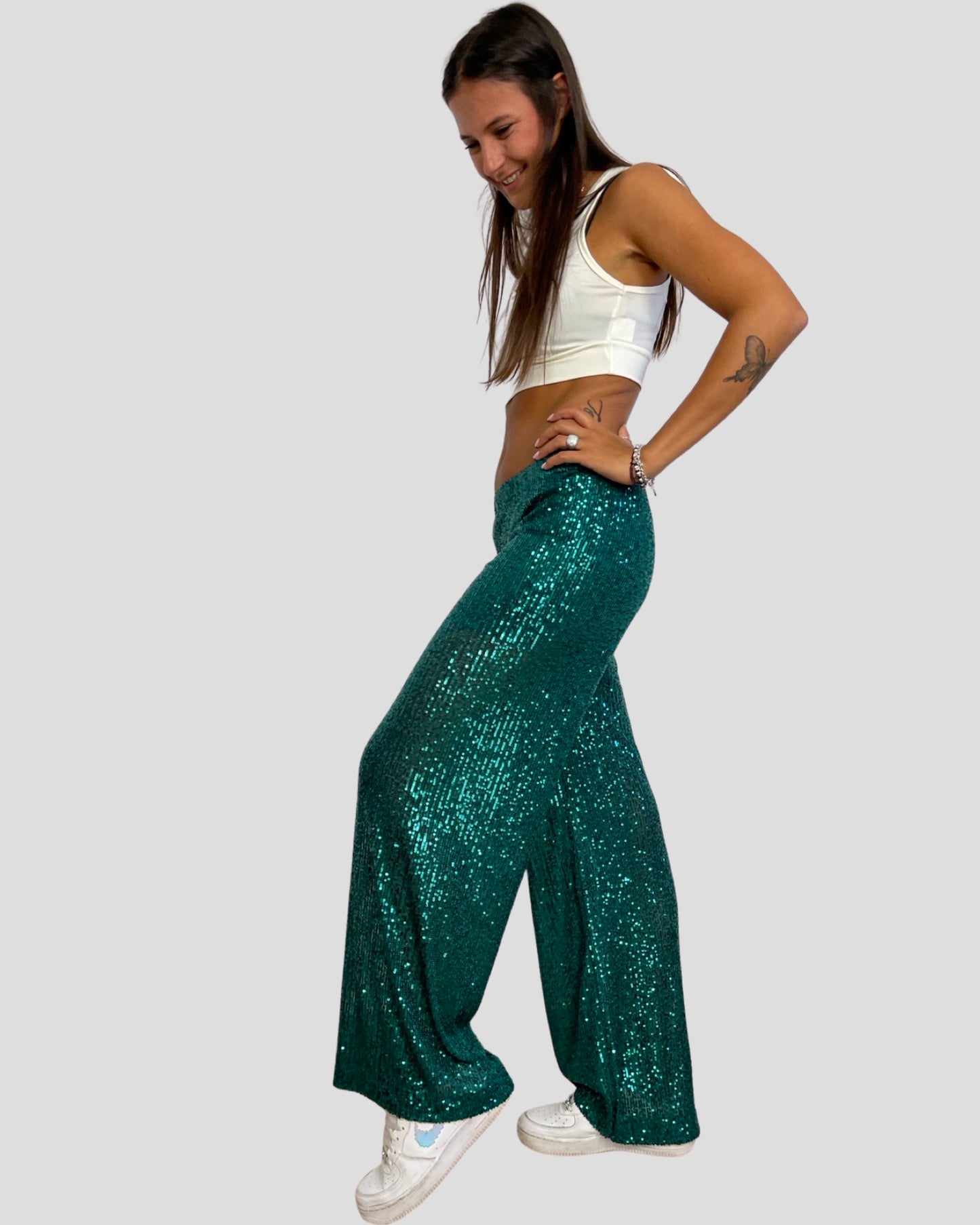 Pantalone a palazzo in paillettes