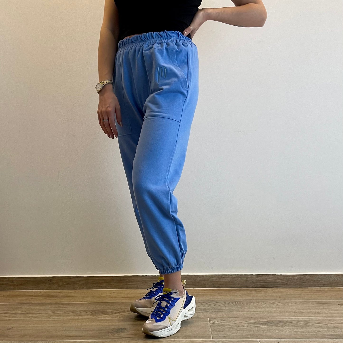 Pantaloni tuta azzurro con logo ricamato Penelope Milano